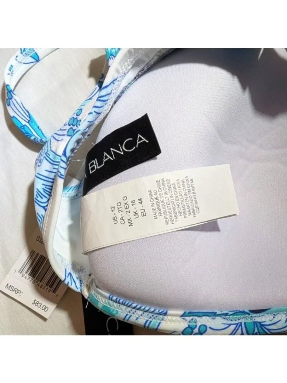 La Blanca Bikini Top NWT Womens 12‎ Over The Shoulder Wrap Swimsuit Resort Beach